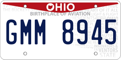 OH license plate GMM8945