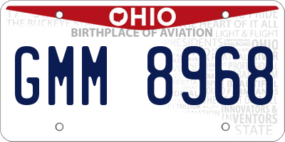 OH license plate GMM8968