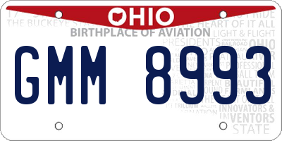 OH license plate GMM8993