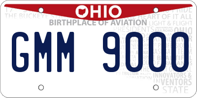 OH license plate GMM9000