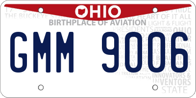 OH license plate GMM9006