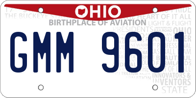 OH license plate GMM9601