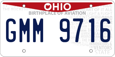 OH license plate GMM9716