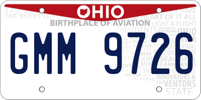 OH license plate GMM9726