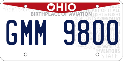 OH license plate GMM9800