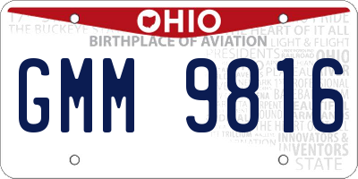 OH license plate GMM9816