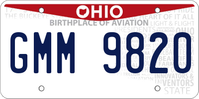 OH license plate GMM9820