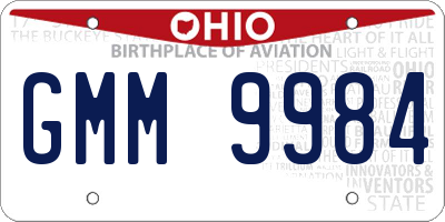OH license plate GMM9984