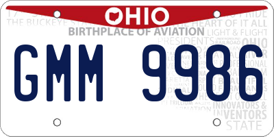 OH license plate GMM9986