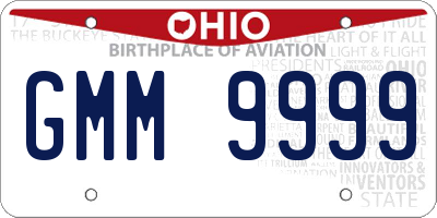 OH license plate GMM9999
