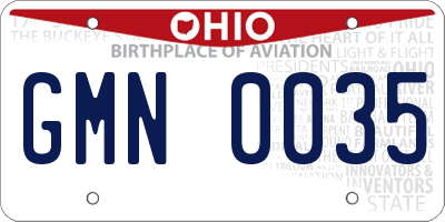 OH license plate GMN0035