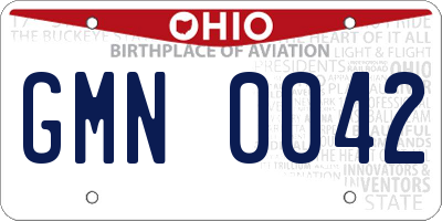 OH license plate GMN0042
