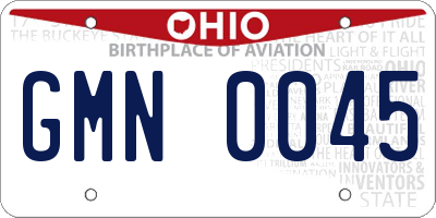 OH license plate GMN0045