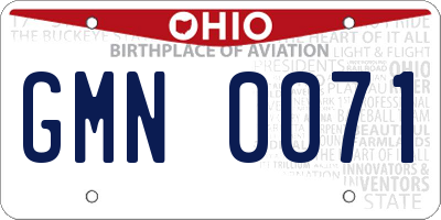 OH license plate GMN0071