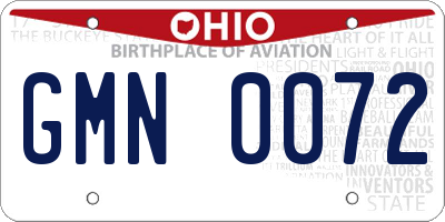 OH license plate GMN0072