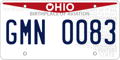 OH license plate GMN0083