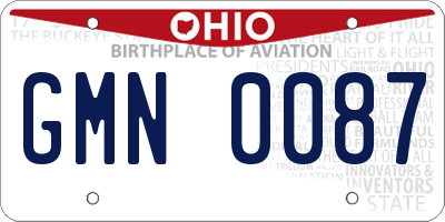 OH license plate GMN0087