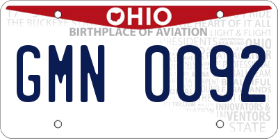 OH license plate GMN0092