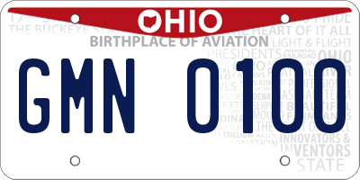 OH license plate GMN0100
