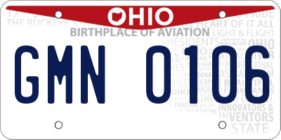 OH license plate GMN0106