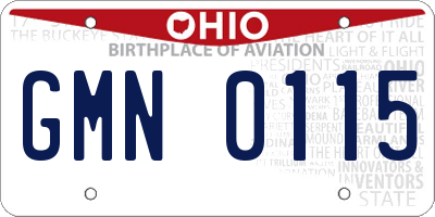OH license plate GMN0115