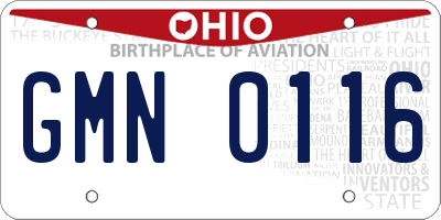 OH license plate GMN0116