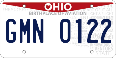 OH license plate GMN0122