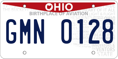 OH license plate GMN0128