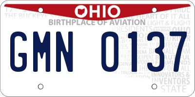 OH license plate GMN0137