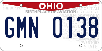 OH license plate GMN0138