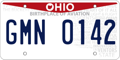 OH license plate GMN0142