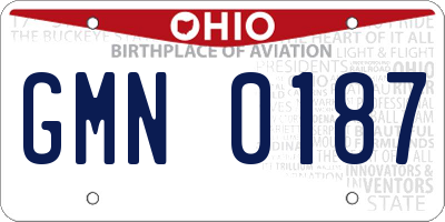 OH license plate GMN0187