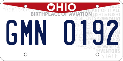 OH license plate GMN0192