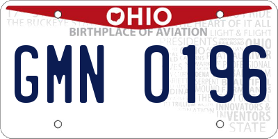 OH license plate GMN0196