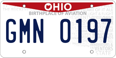 OH license plate GMN0197
