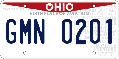 OH license plate GMN0201