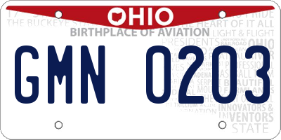 OH license plate GMN0203