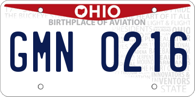 OH license plate GMN0216