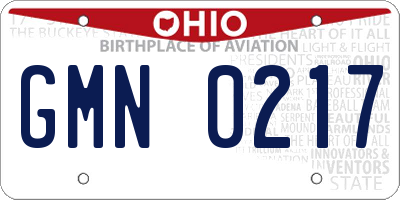 OH license plate GMN0217