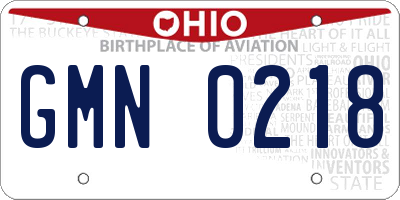 OH license plate GMN0218