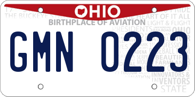 OH license plate GMN0223