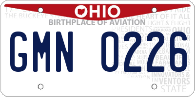 OH license plate GMN0226