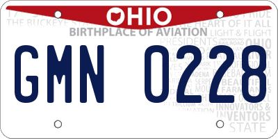 OH license plate GMN0228