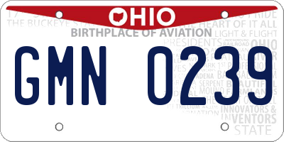OH license plate GMN0239