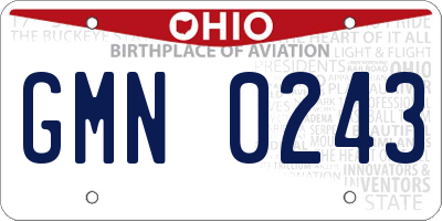 OH license plate GMN0243
