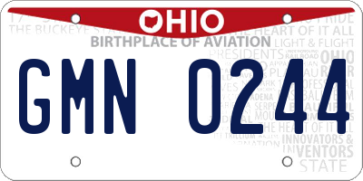 OH license plate GMN0244