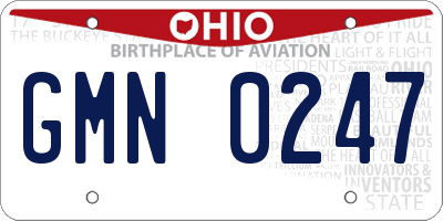 OH license plate GMN0247