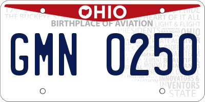 OH license plate GMN0250