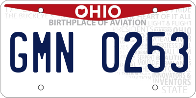 OH license plate GMN0253