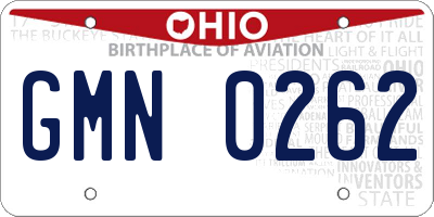 OH license plate GMN0262